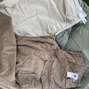 GAP women’s Cargo Pants in Cream and Brown. Each is $15, lmk which color.